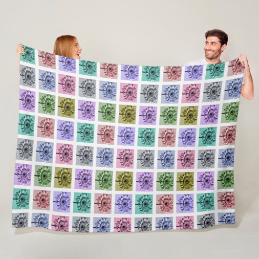 Buntes Blumen-Pop-Art-Muster Fleecedecke (Beispiel)