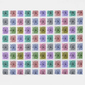 Buntes Blumen-Pop-Art-Muster Fleecedecke (Vorderseite (Horizontal))