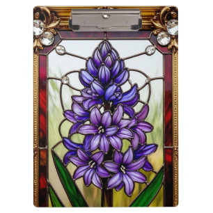 Buntes Blumenfenster aus Glas Klemmbrett