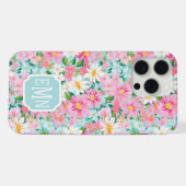 Buntes Blumengarten-Monogramm iPhone Hülle (Rückseite (Horizontal))