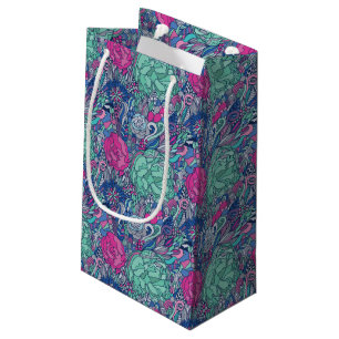 Buntes Blumengekritzel-Muster Kleine Geschenktüte