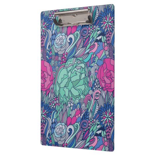 Buntes Blumengekritzel-Muster Klemmbrett (Links)