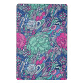 Buntes Blumengekritzel-Muster Mini Klemmbrett (Rückseite)