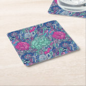 Buntes Blumengekritzel-Muster Rechteckiger Pappuntersetzer (angewinkelt)