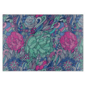 Buntes Blumengekritzel-Muster Schneidebrett (Vorderseite)