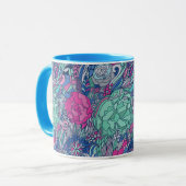 Buntes Blumengekritzel-Muster Tasse (Vorderseite Links)