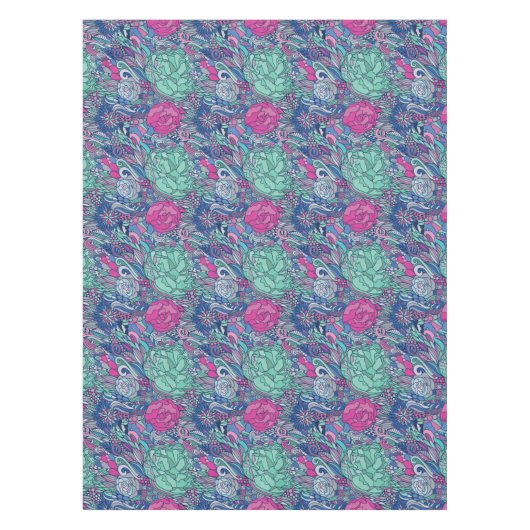 Buntes Blumengekritzel-Muster Tischdecke (Vorderseite)