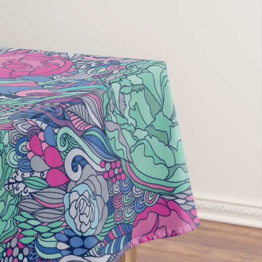 Buntes Blumengekritzel-Muster Tischdecke (Beispiel)