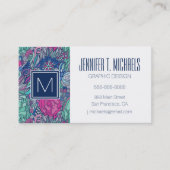 Buntes Blumengekritzel-Muster Visitenkarte (Vorderseite)