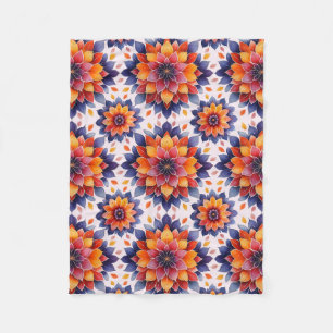 Buntes Blumenmandala Fleecedecke