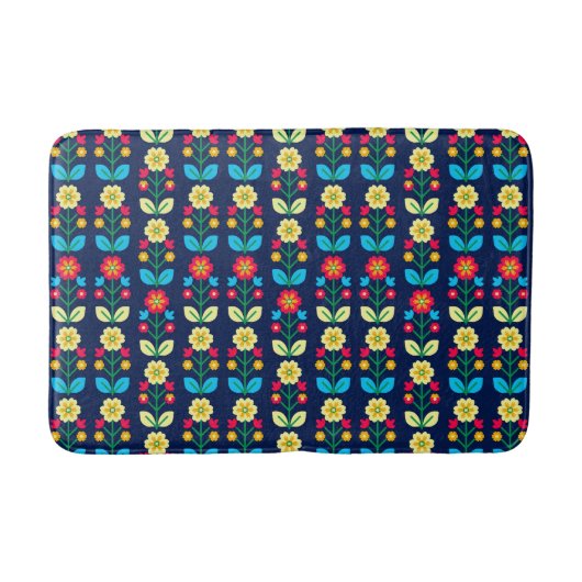 Buntes Blumenmuster Badematte (Vorderseite)