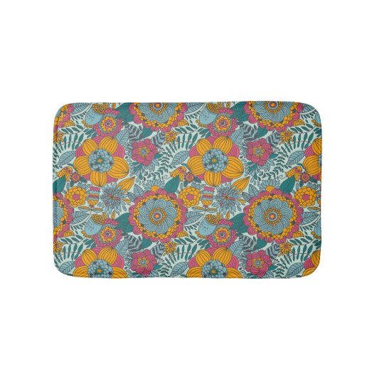 Buntes Blumenmuster Badematte (Vorderseite)