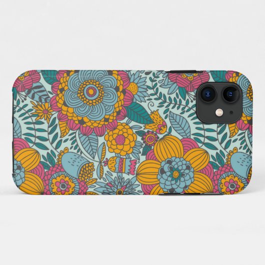 Buntes Blumenmuster Case-Mate iPhone Hülle (Rückseite (Horizontal))