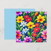 Buntes Blumenmuster Einladung (Vorne/Hinten)