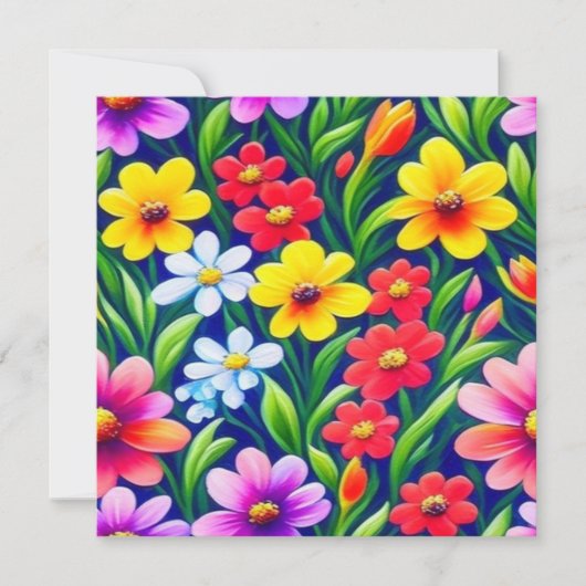 Buntes Blumenmuster Einladung (Vorderseite)