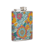 Buntes Blumenmuster Flachmann (Rechts)