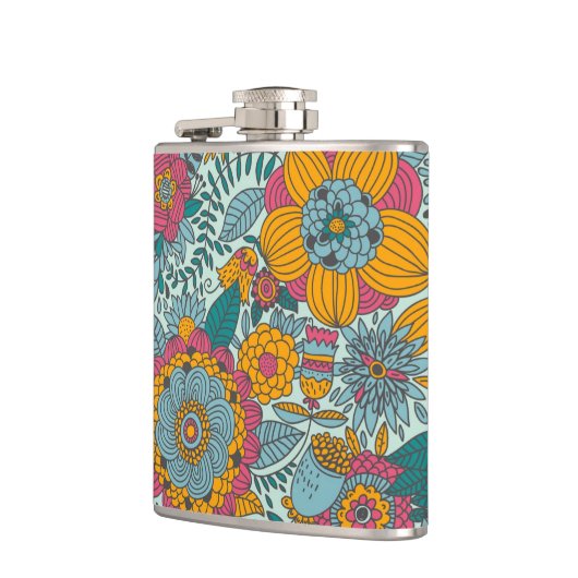 Buntes Blumenmuster Flachmann (Links)