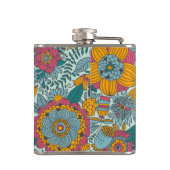 Buntes Blumenmuster Flachmann (Rückseite)