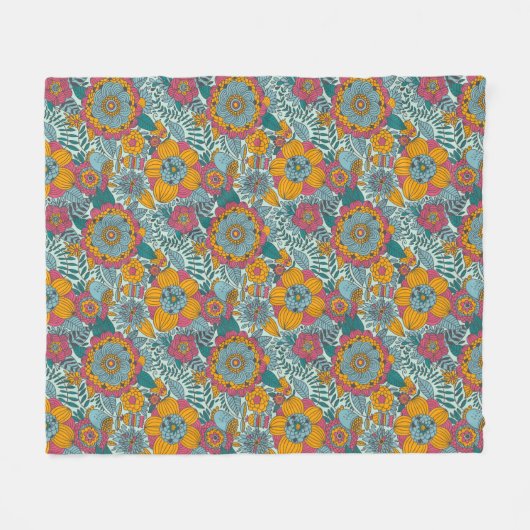 Buntes Blumenmuster Fleecedecke (Vorderseite (Horizontal))