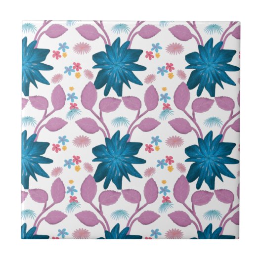 Buntes Blumenmuster Fliese (Vorderseite)