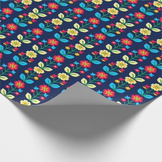Buntes Blumenmuster Geschenkpapier (Ecke)