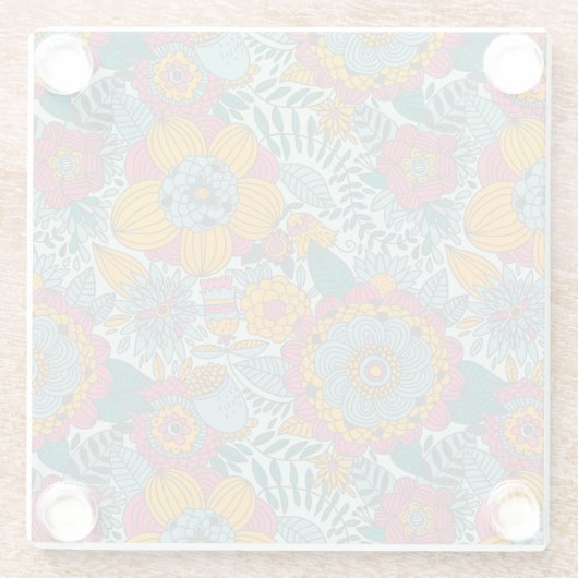 Buntes Blumenmuster Glasuntersetzer (Rückseite)