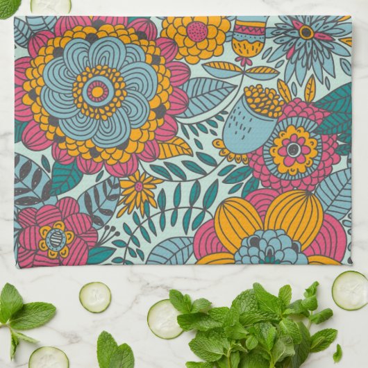 Buntes Blumenmuster Handtuch (Gefaltet)