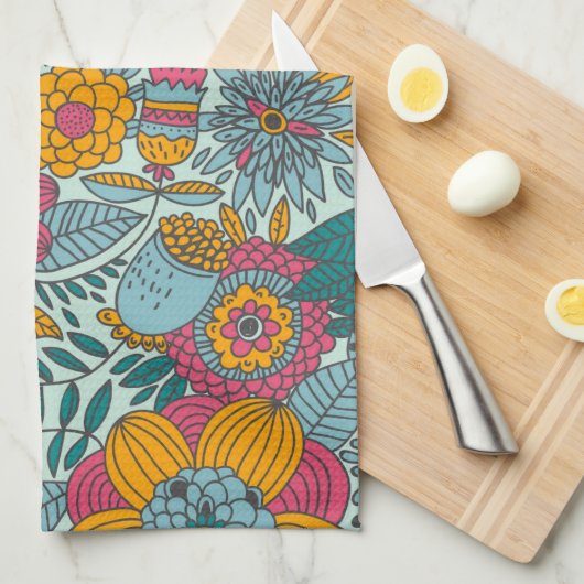 Buntes Blumenmuster Handtuch (Viertel Falte)