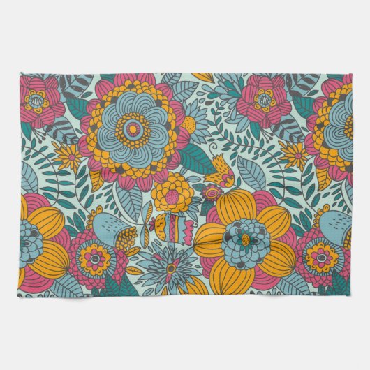 Buntes Blumenmuster Handtuch (Horizontal)