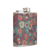 Buntes Blumenmuster in der Cartoonart Flachmann (Rechts)