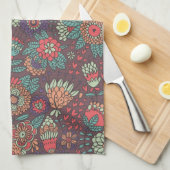 Buntes Blumenmuster in der Cartoonart Handtuch (Viertel Falte)