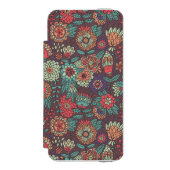 Buntes Blumenmuster in der Cartoonart Incipio iPhone Geldbeutel-Hülle (Folio Vorderseite)