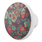 Buntes Blumenmuster in der Cartoonart Keramikknauf (Rechts)