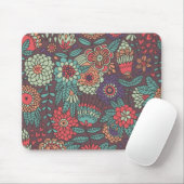 Buntes Blumenmuster in der Cartoonart Mousepad (Mit Mouse)