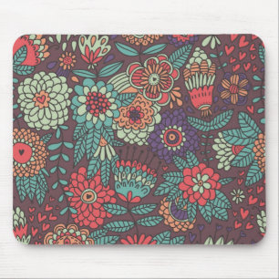 Buntes Blumenmuster in der Cartoonart Mousepad
