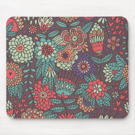 Buntes Blumenmuster in der Cartoonart Mousepad (Vorne)