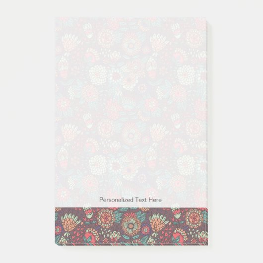 Buntes Blumenmuster in der Cartoonart Post-it Klebezettel (Vorderseite)