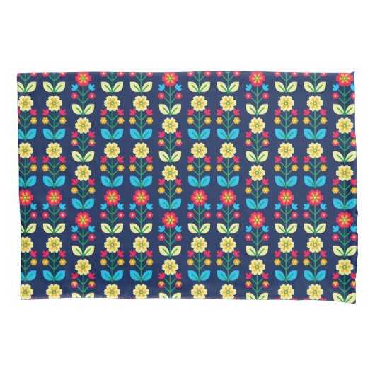 Buntes Blumenmuster Kissenbezug (Vorderseite-Links)