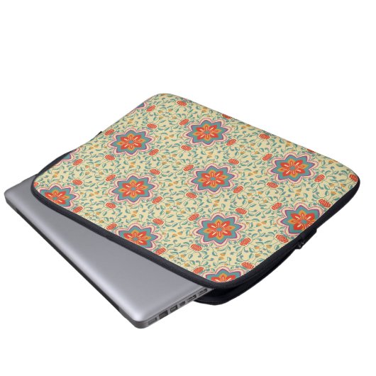 Buntes Blumenmuster-Laptophülle Laptopschutzhülle (Vorne Knopf)
