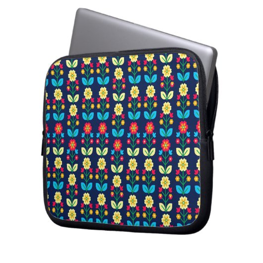 Buntes Blumenmuster Laptopschutzhülle (Vorderseite Links)