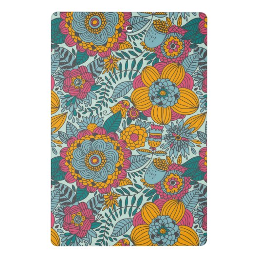 Buntes Blumenmuster Mini Klemmbrett (Rückseite)