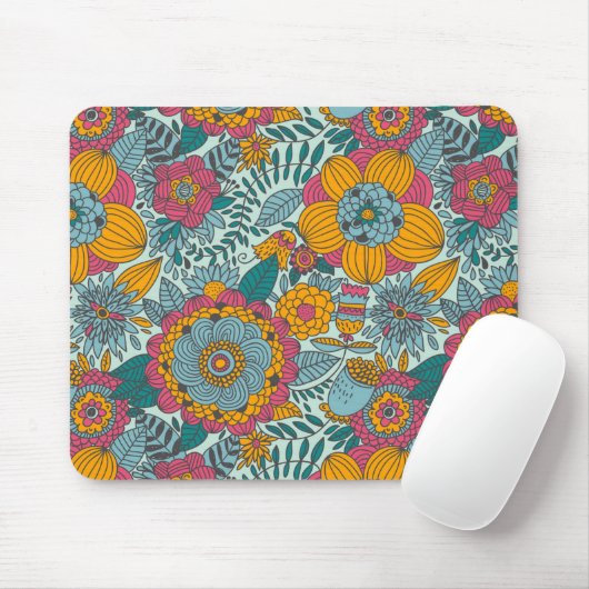 Buntes Blumenmuster Mousepad (Mit Mouse)