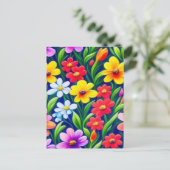 Buntes Blumenmuster Postkarte (Stehend Vorderseite)