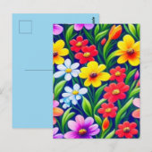 Buntes Blumenmuster Postkarte (Vorne/Hinten)