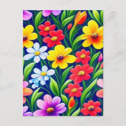 Buntes Blumenmuster Postkarte (Vorderseite)