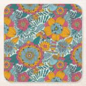 Buntes Blumenmuster Rechteckiger Pappuntersetzer (Vorderseite)
