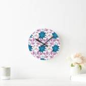 Buntes Blumenmuster Runde Wanduhr (Zuhause)
