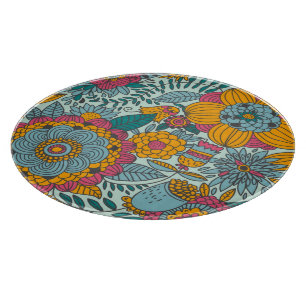 Buntes Blumenmuster Schneidebrett