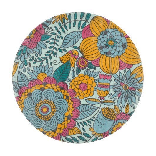Buntes Blumenmuster Schneidebrett (Vorderseite)