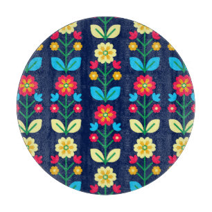 Buntes Blumenmuster Schneidebrett